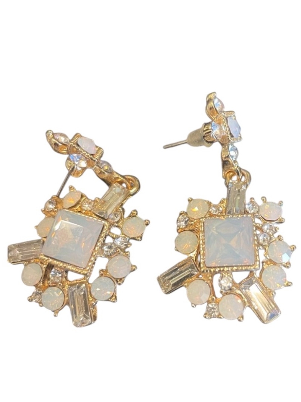 Nordstrom Opal Crystal Drop Earrings Gold Tone Women Jewelry